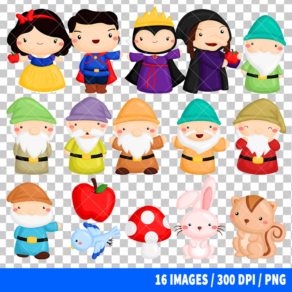 Snow White And The Seven Dwarfs Clipart PNG Bundle