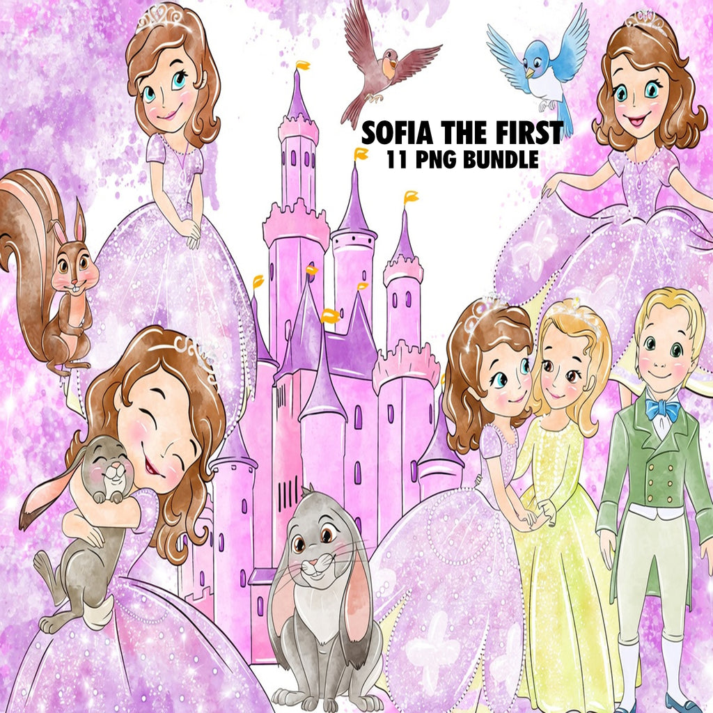 Sofia The First Watercolor Clipart PNG Bundle