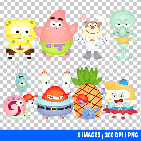 Spongebob Squarepants Clipart PNG Bundle