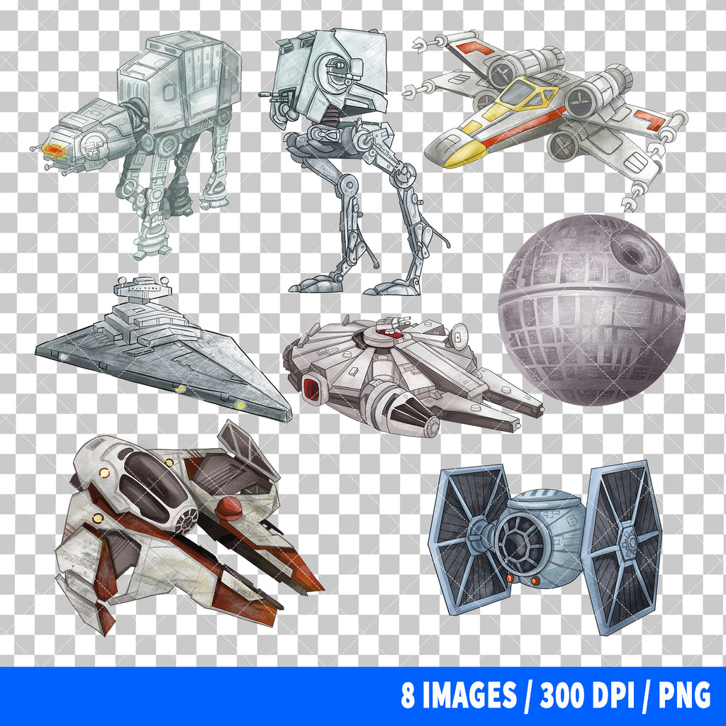Star Wars Spaceships Clipart PNG Bundle