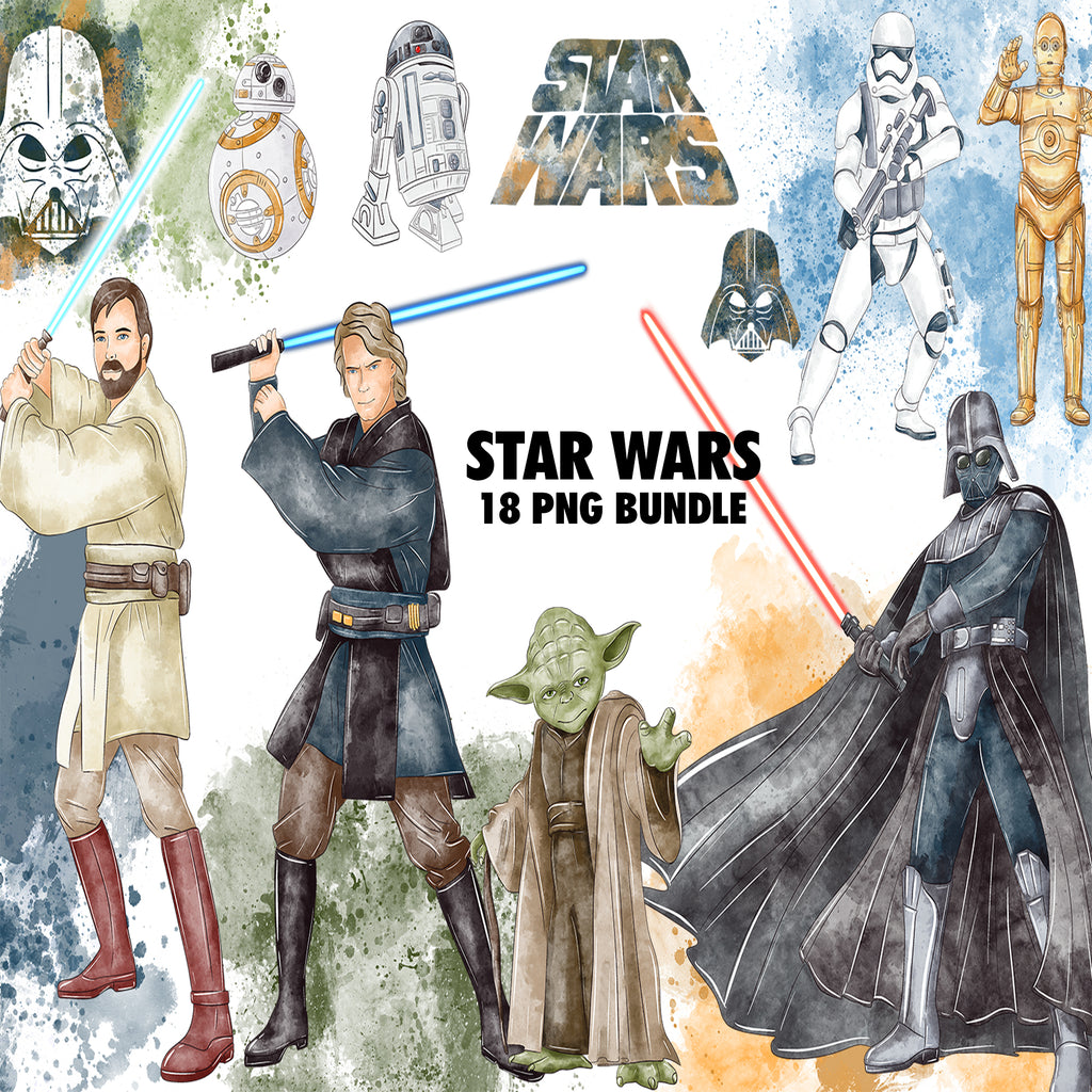 Star Wars Watercolor Clipart PNG Bundle #7