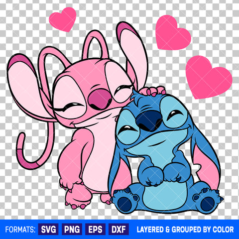 Stitch and Angel Valentines Day SVG Cut File for Cricut and Silhouette #3