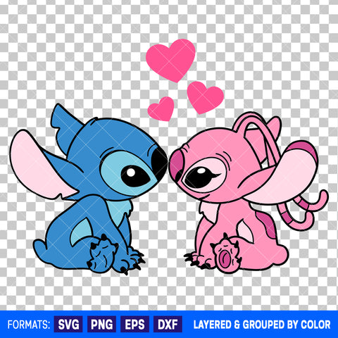 Stitch and Angel Valentines Day SVG Cut File for Cricut and Silhouette #4