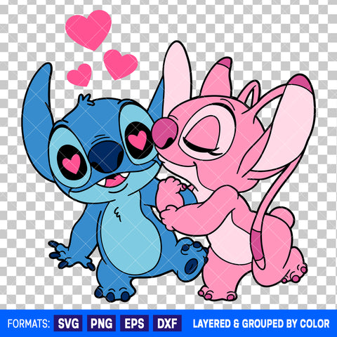 Stitch and Angel Valentines Day SVG Cut File for Cricut and Silhouette