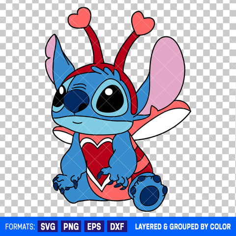 Stitch Valentines Day SVG Cut File for Cricut and Silhouette #2