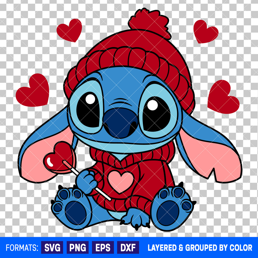 Stitch Valentines Day SVG Cut File for Cricut and Silhouette #4