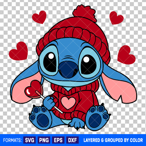 Stitch Valentines Day SVG Cut File for Cricut and Silhouette #4