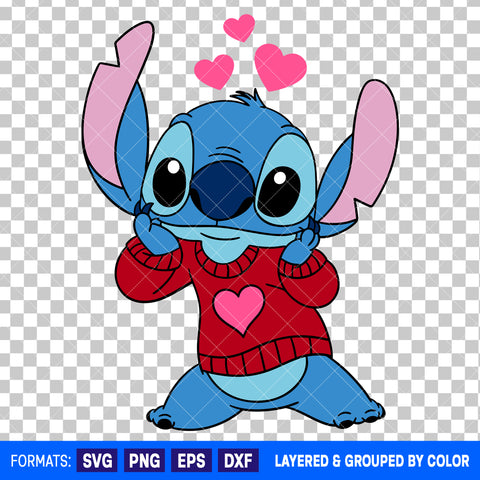 Stitch Valentines Day SVG Cut File for Cricut and Silhouette #5