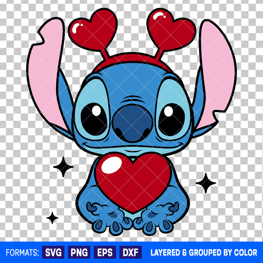 Stitch Valentines Day SVG Cut File for Cricut and Silhouette