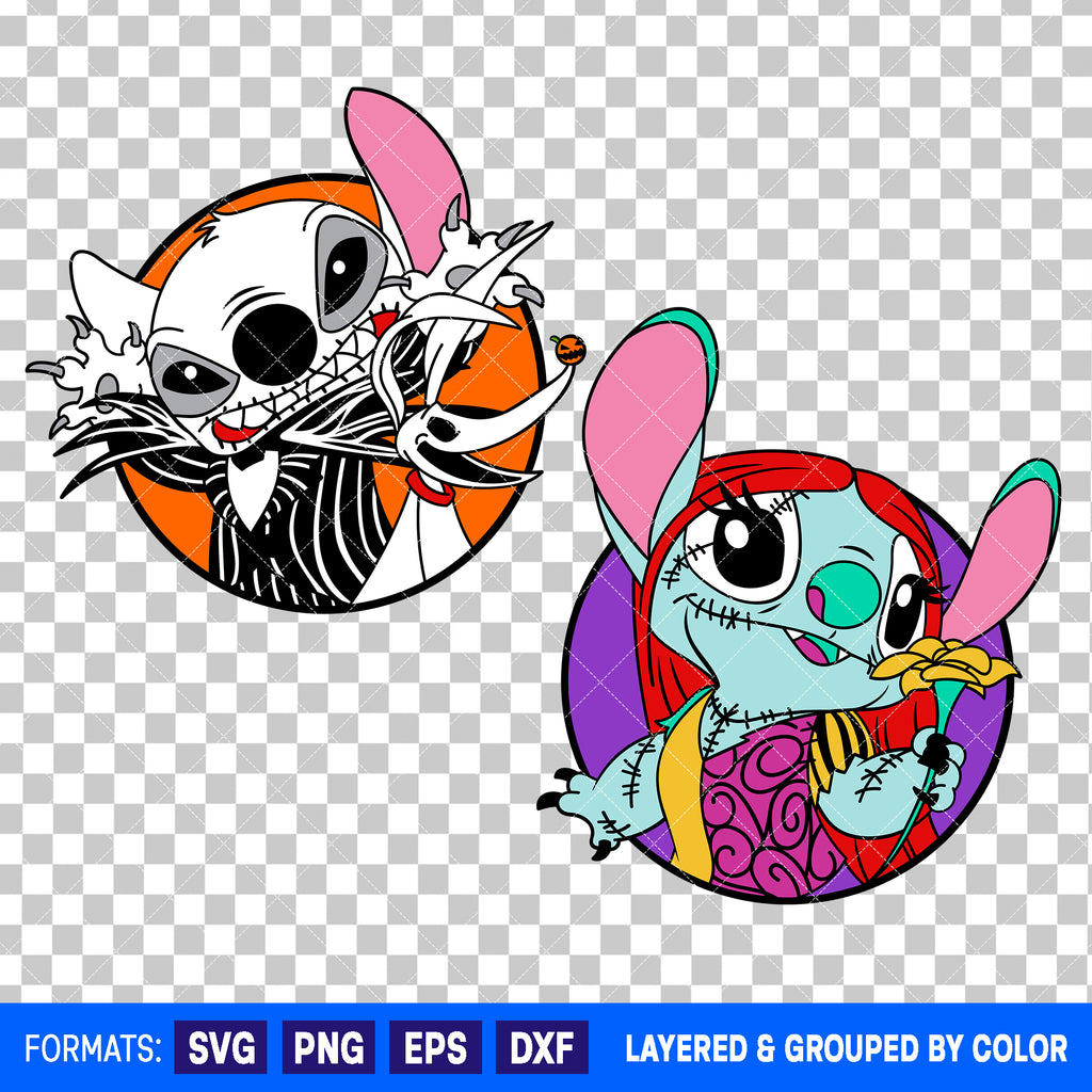 Stitch x Jack And Sally Halloween Bundle SVG Cut Files for Cricut and Silhouette