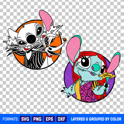 Stitch x Jack And Sally Halloween Bundle SVG Cut Files for Cricut and Silhouette