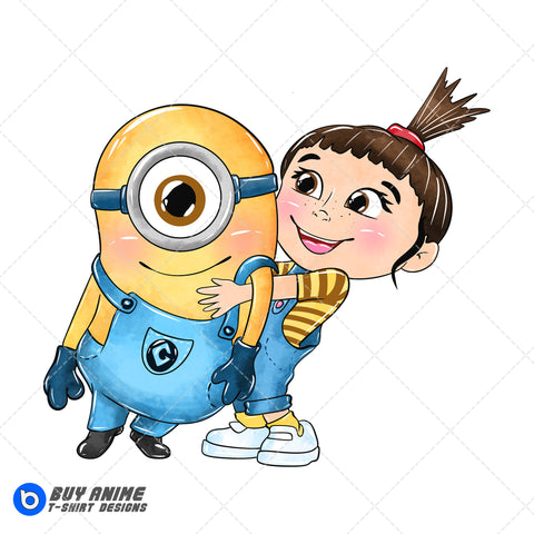 Stuart and Agnes Despicable Me Watercolor Clipart PNG Hand Drawn Illustration