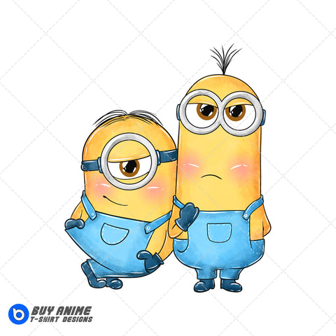 Stuart and Kevin Minions Watercolor Clipart PNG Hand Drawn Illustration