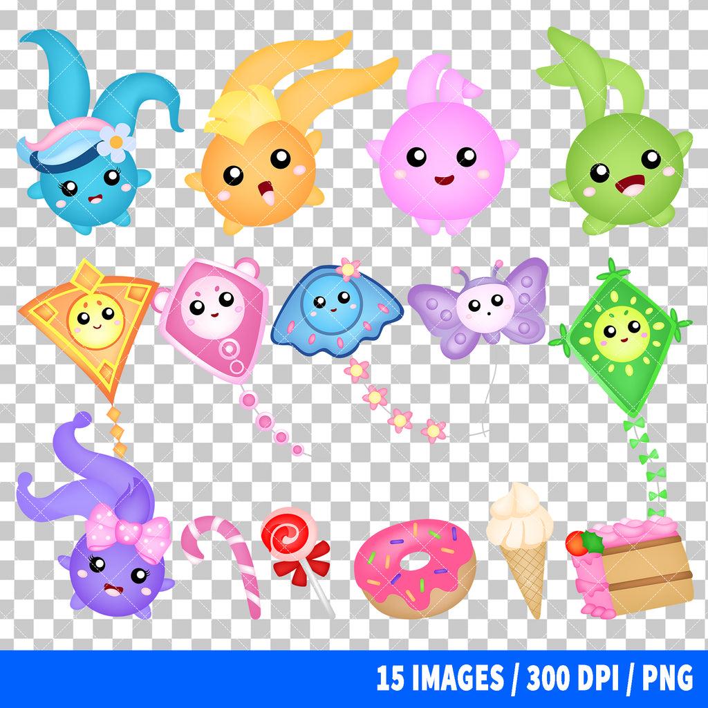 Sunny Bunnies Clipart PNG Bundle