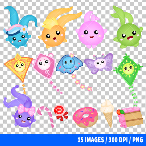 Sunny Bunnies Clipart PNG Bundle