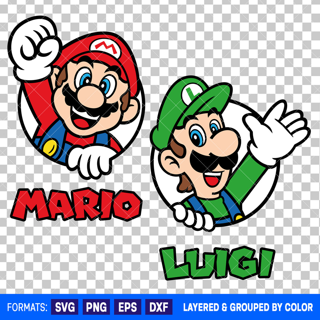 Super Mario And Luigi Bundle SVG Cut Files for Cricut and Silhouette