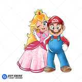 Super Mario and Princess Peach Watercolor Clipart PNG Hand Drawn Illustration #2