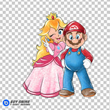 Super Mario and Princess Peach Watercolor Clipart PNG Hand Drawn Illustration #2
