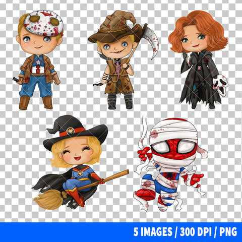 Superheroes Halloween Clipart PNG Bundle #2