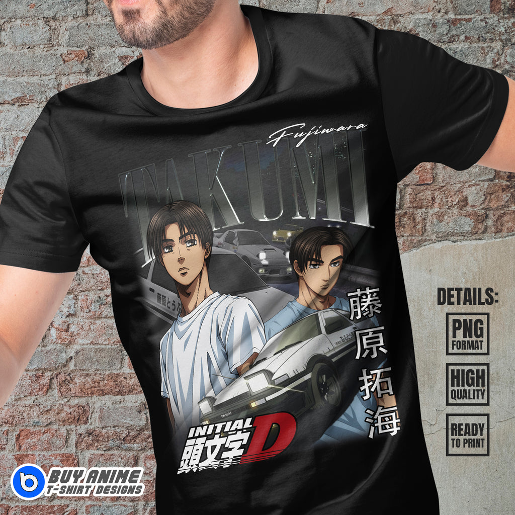 Takumi Fujiwara Initial D Anime Bootleg T-shirt Design