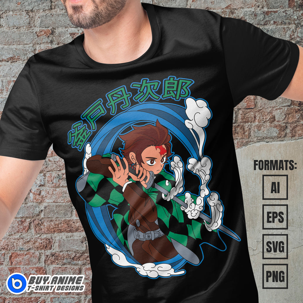 Tanjiro Demon Slayer Vector T-shirt Design Template #2