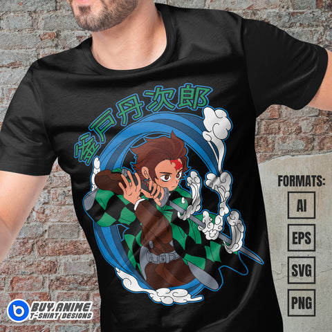 Tanjiro Demon Slayer Vector T-shirt Design Template #2