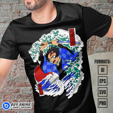 Tanjiro Demon Slayer Vector T-shirt Design Template #3