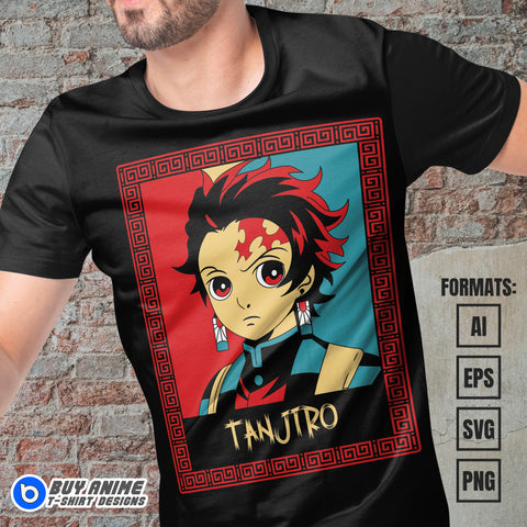 Tanjiro Demon Slayer Vector T-shirt Design Template