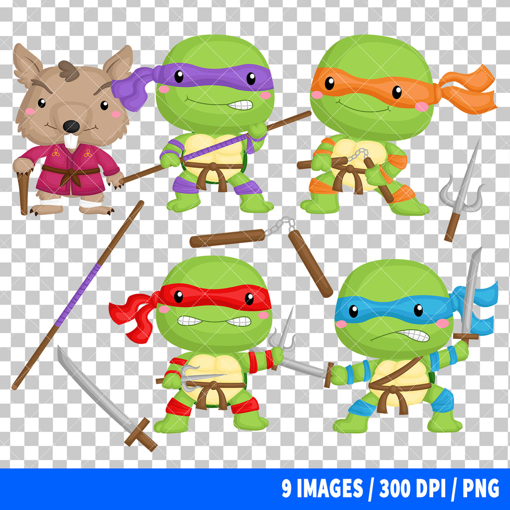 Teenage Mutant Ninja Turtles Clipart PNG Bundle