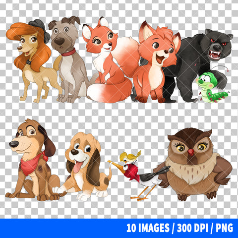 The Fox And The Hound Clipart PNG Bundle
