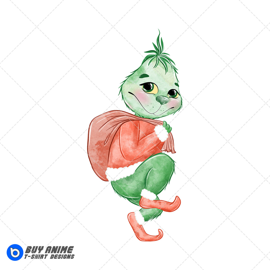 The Grinch Watercolor Clipart PNG Hand Drawn Illustration #4