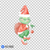The Grinch Watercolor Clipart PNG Hand Drawn Illustration #5