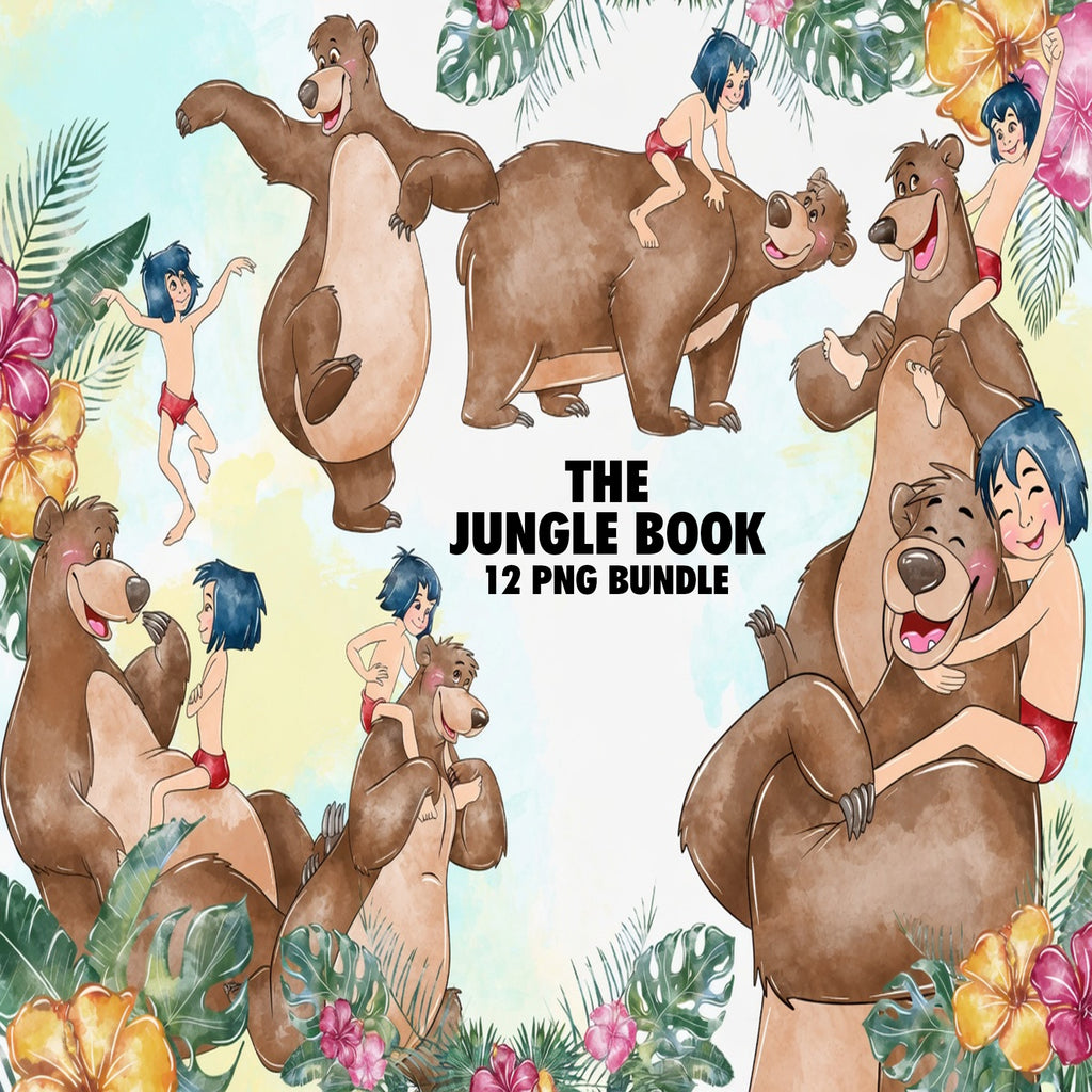 The Jungle Book Watercolor Clipart PNG Bundle