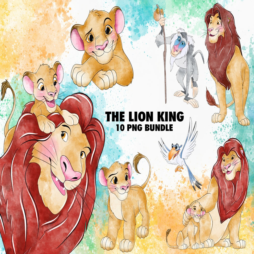 The Lion King Watercolor Clipart PNG Bundle #3
