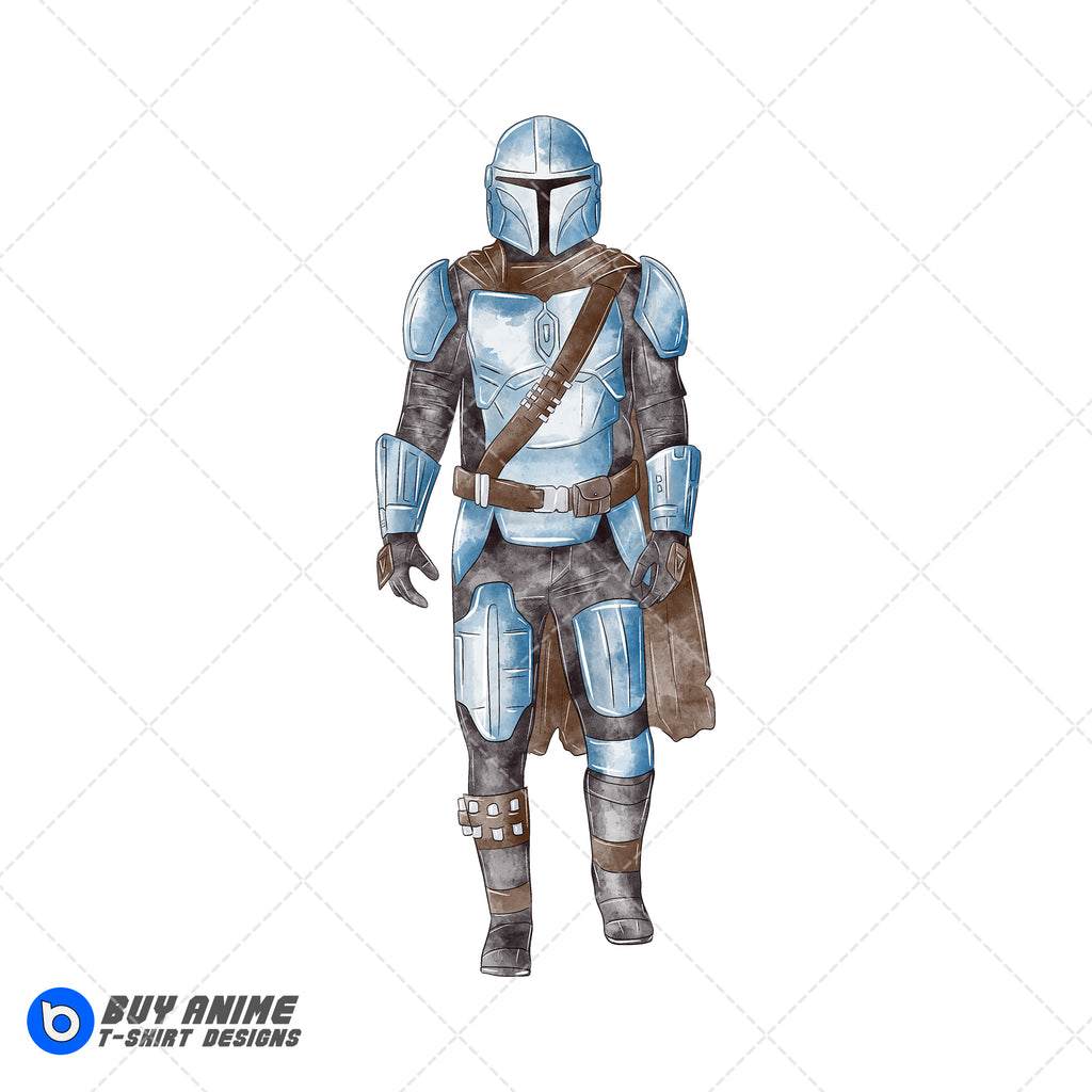 The Mandalorian Star Wars Watercolor Clipart PNG Hand Drawn Illustration