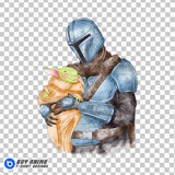 The Mandalorian Star Wars Watercolor Clipart PNG Hand Drawn Illustration #2