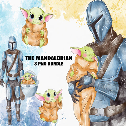 The Mandalorian Watercolor Clipart PNG Bundle #5