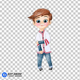 Tim Boss Baby Watercolor Clipart PNG Hand Drawn Illustration
