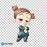 Tina Boss Baby Watercolor Clipart PNG Hand Drawn Illustration