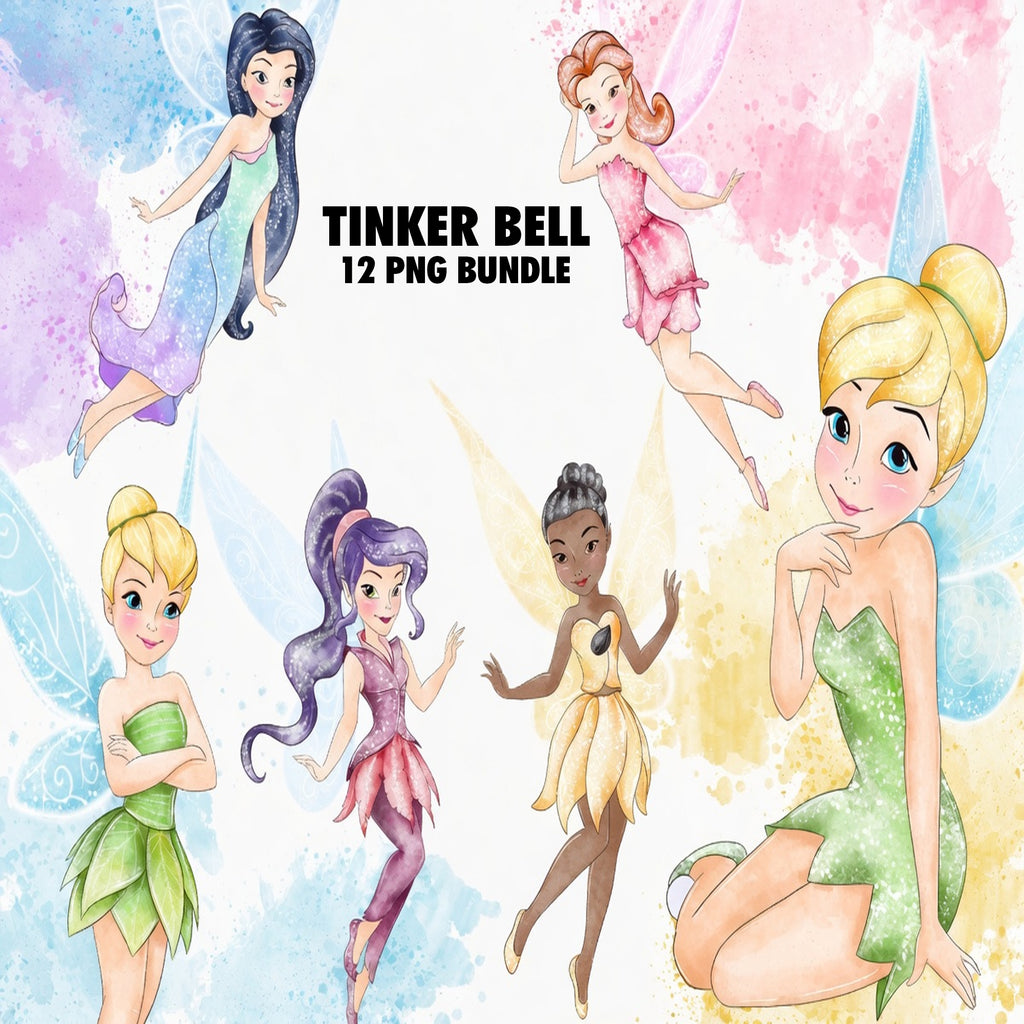 Tinker Bell Watercolor Clipart PNG Bundle #2