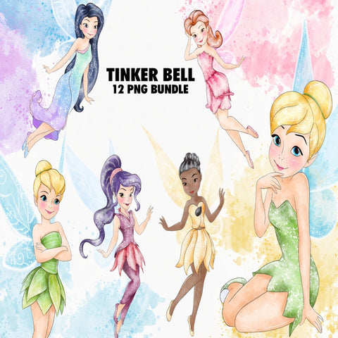 Tinker Bell Watercolor Clipart PNG Bundle #2