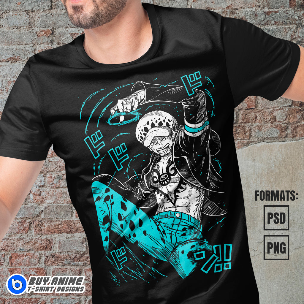 Trafalgar Law One Piece Anime PSD T-shirt Design Template