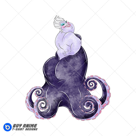 Ursula The Little Mermaid Watercolor Clipart PNG Hand Drawn Illustration