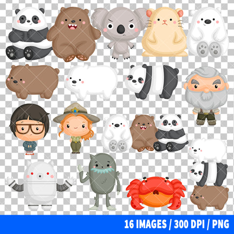 We Bare Bears Clipart PNG Bundle