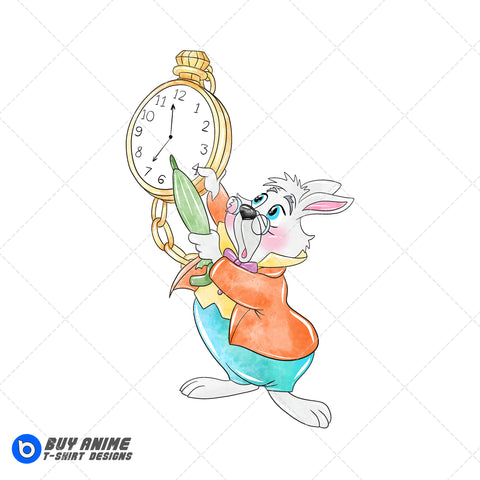 White Rabbit Alice in Wonderland Watercolor Clipart PNG Hand Drawn Illustration