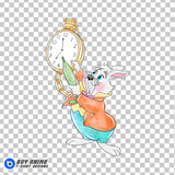 White Rabbit Alice in Wonderland Watercolor Clipart PNG Hand Drawn Illustration