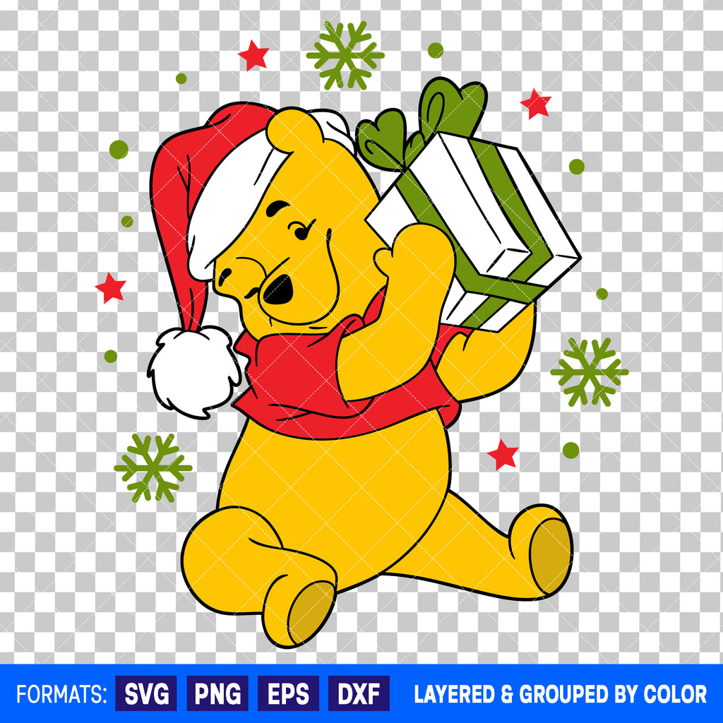 Winnie The Pooh Christmas SVG Cut File for Cricut and Silhouette #3