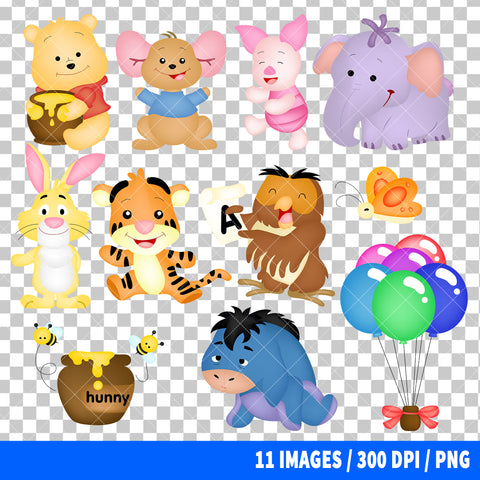 Winnie The Pooh Clipart PNG Bundle #2