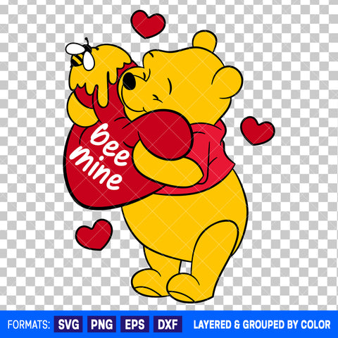 Winnie The Pooh Valentines Day SVG Cut File for Cricut and Silhouette #2