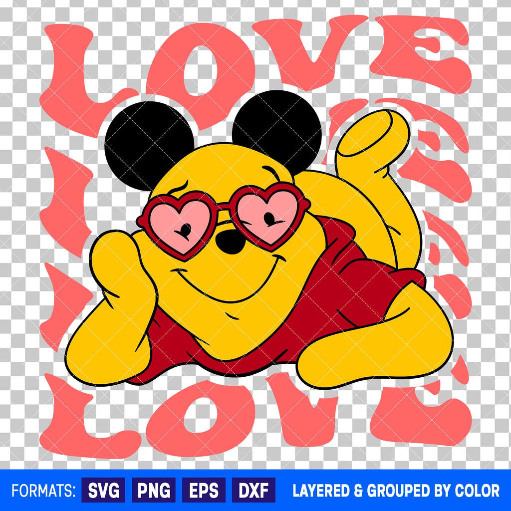 Winnie The Pooh Valentines Day SVG Cut File for Cricut and Silhouette #3